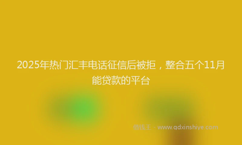 2025年热门汇丰电话征信后被拒，整合五个11月能贷款的平台
