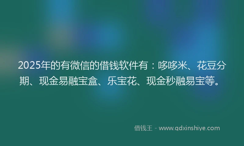 2025年的有微信的借钱软件有：哆哆米、花豆分期、现金易融宝盒、乐宝花、现金秒融易宝等。