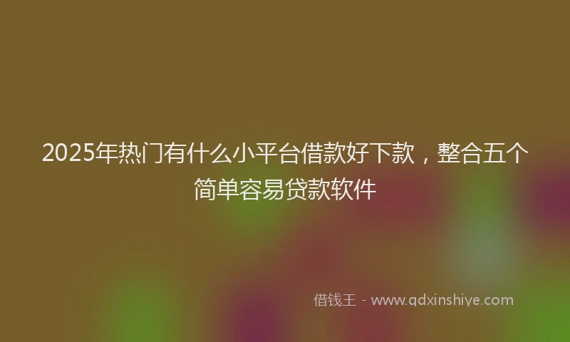 2025年热门有什么小平台借款好下款，整合五个简单容易贷款软件