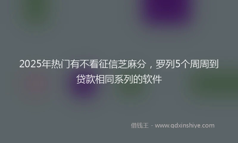 2025年热门有不看征信芝麻分,罗列5个周周到贷款相同系列的软件