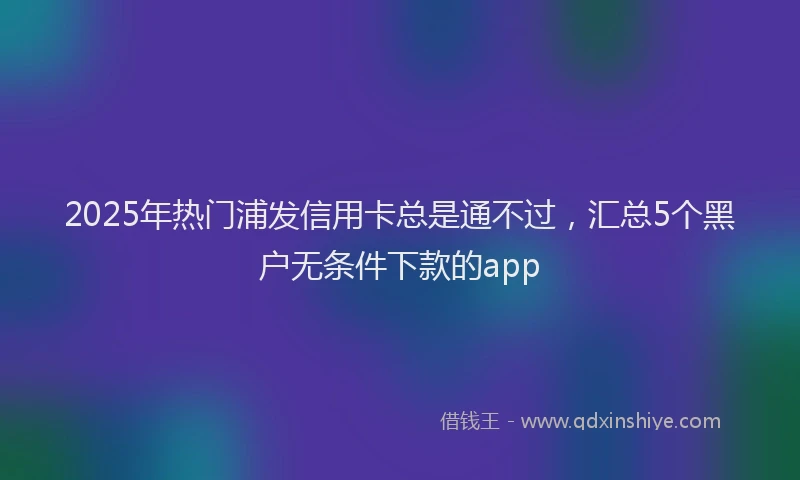 2025年热门浦发信用卡总是通不过，汇总5个黑户无条件下款的app