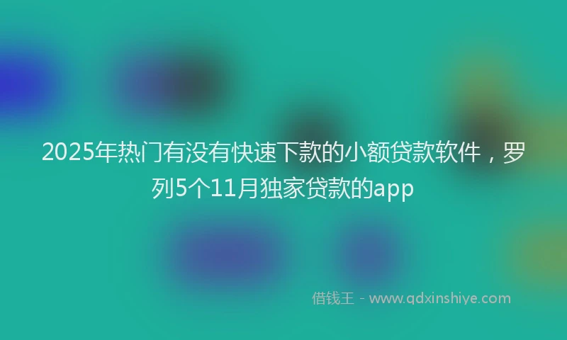 2025年热门有没有快速下款的小额贷款软件,罗列5个11月独家贷款的app