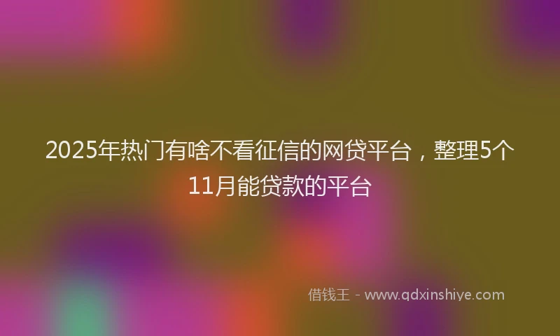 2025年热门有啥不看征信的网贷平台,整理5个11月能贷款的平台