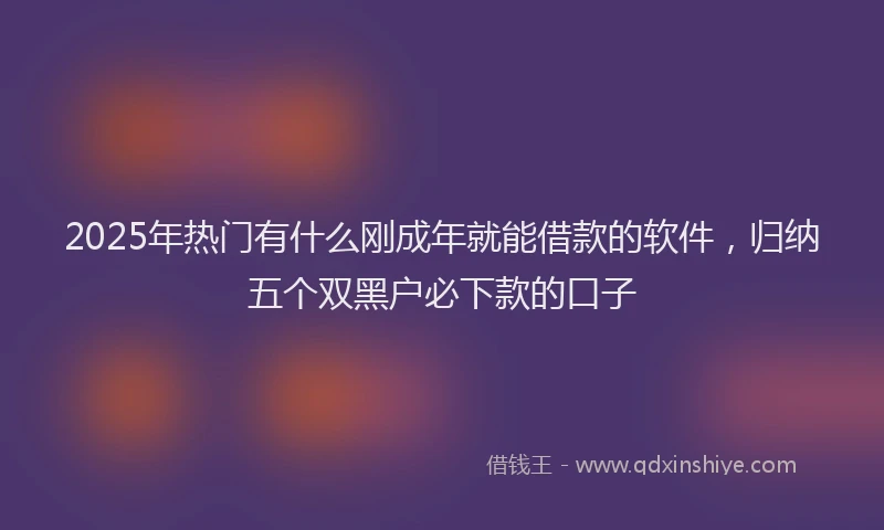 2025年热门有什么刚成年就能借款的软件，归纳五个双黑户必下款的口子