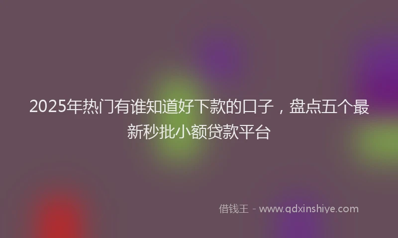 2025年热门有谁知道好下款的口子,盘点五个最新秒批小额贷款平台