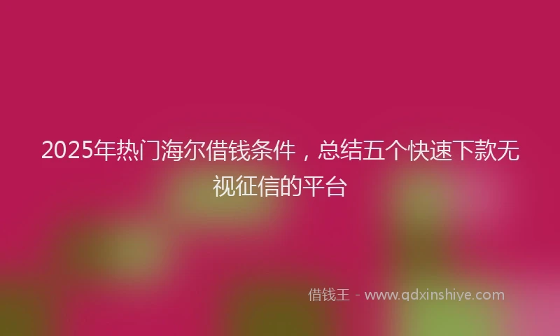 2025年热门海尔借钱条件，总结五个快速下款无视征信的平台