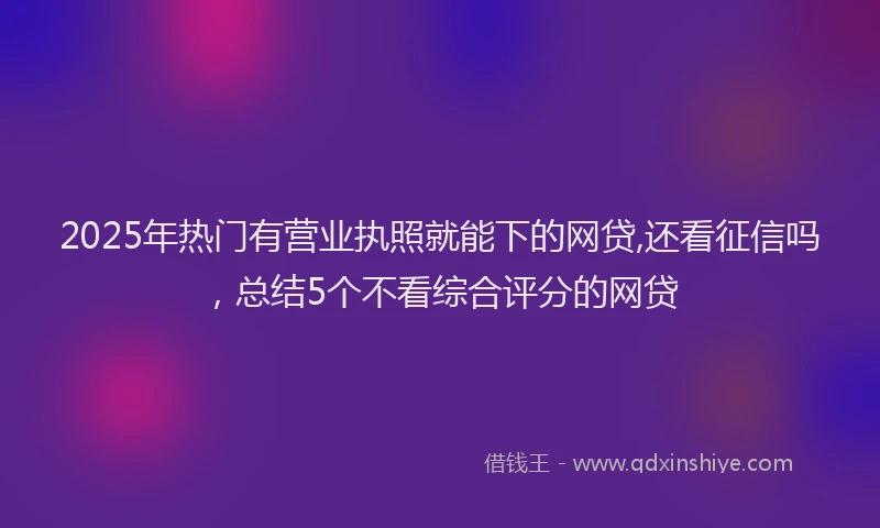 2025年热门有营业执照就能下的网贷,还看征信吗，总结5个不看综合评分的网贷