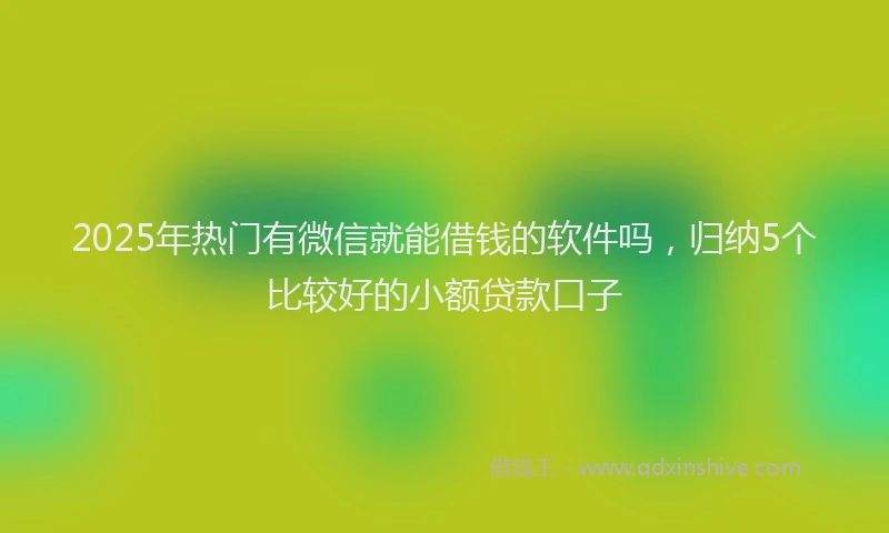 2025年热门有微信就能借钱的软件吗，归纳5个比较好的小额贷款口子