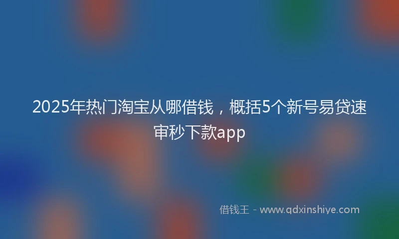 2025年热门淘宝从哪借钱,概括5个新号易贷速审秒下款app