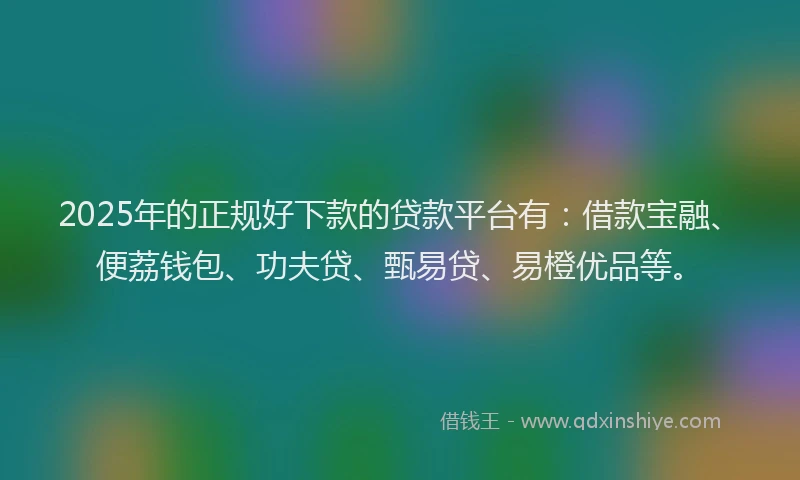 2025年的正规好下款的贷款平台有:借款宝融、便荔钱包、功夫贷、甄易贷、易橙优品等。