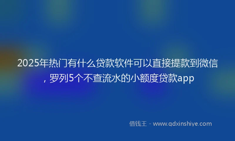 2025年热门有什么贷款软件可以直接提款到微信，罗列5个不查流水的小额度贷款app