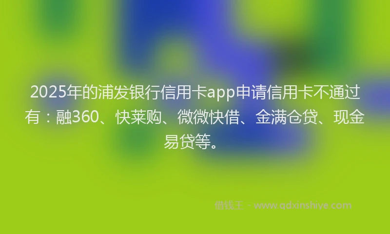 2025年的浦发银行信用卡app申请信用卡不通过有：融360、快莱购、微微快借、金满仓贷、现金易贷等。