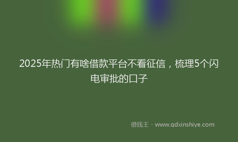 2025年热门有啥借款平台不看征信，梳理5个闪电审批的口子