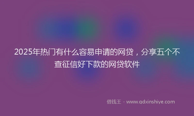 2025年热门有什么容易申请的网贷，分享五个不查征信好下款的网贷软件