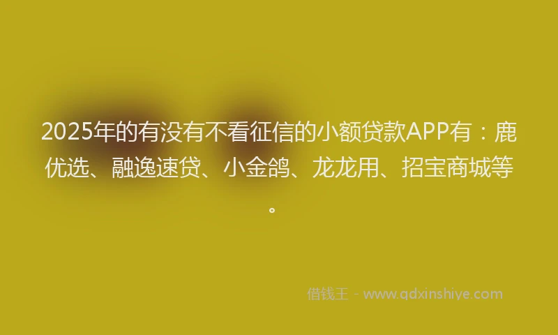 2025年的有没有不看征信的小额贷款APP有：鹿优选、融逸速贷、小金鸽、龙龙用、招宝商城等。
