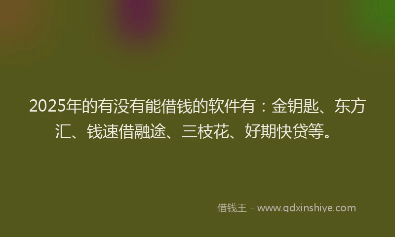 2025年的有没有能借钱的软件有：金钥匙、东方汇、钱速借融途、三枝花、好期快贷等。