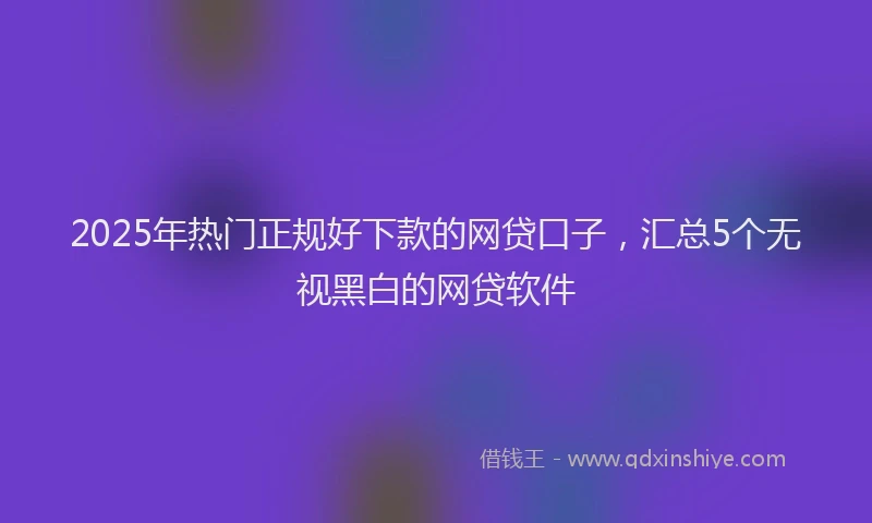 2025年热门正规好下款的网贷口子，汇总5个无视黑白的网贷软件