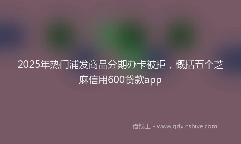 2025年热门浦发商品分期办卡被拒，概括五个芝麻信用600贷款app