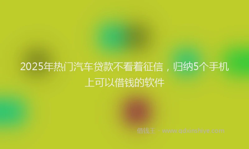 2025年热门汽车贷款不看着征信，归纳5个手机上可以借钱的软件