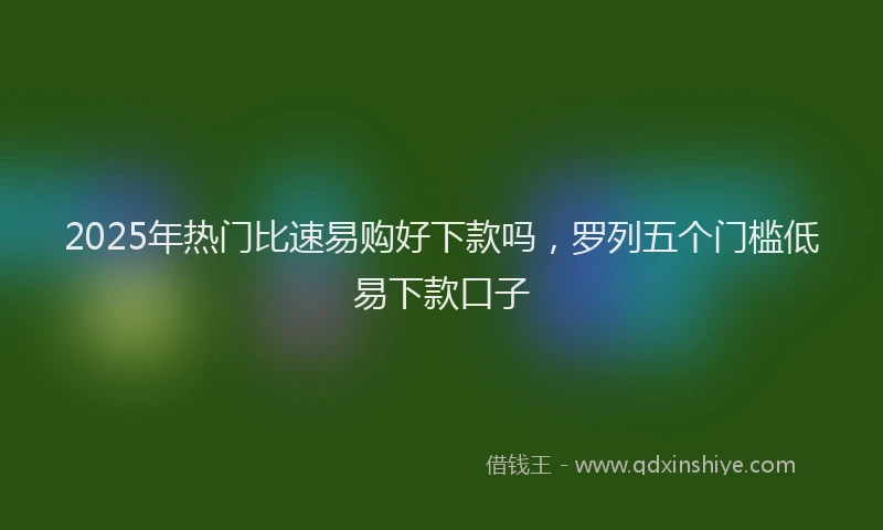 2025年热门比速易购好下款吗,罗列五个门槛低易下款口子