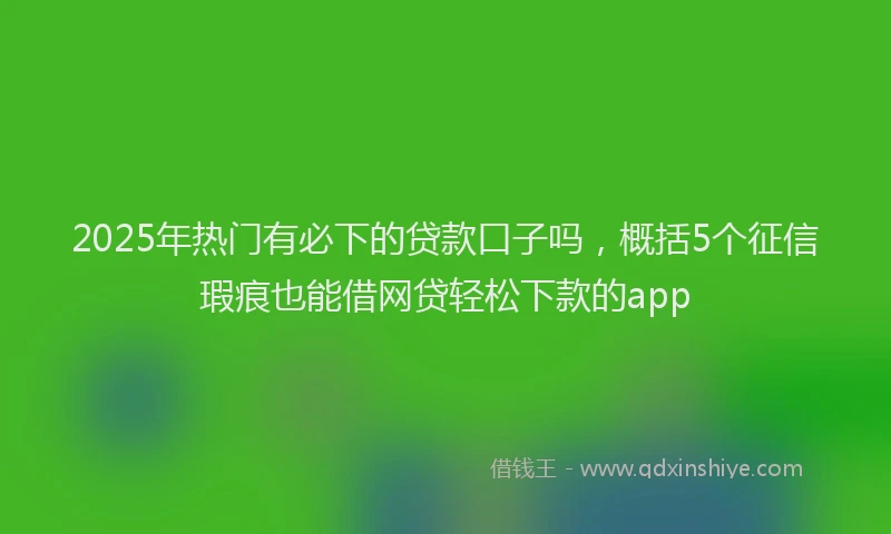 2025年热门有必下的贷款口子吗，概括5个征信瑕疵也能借网贷轻松下款的app