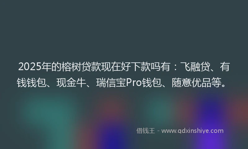 2025年的榕树贷款现在好下款吗有：飞融贷、有钱钱包、现金牛、瑞信宝Pro钱包、随意优品等。