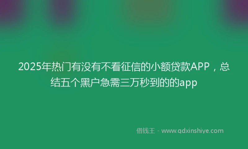 2025年热门有没有不看征信的小额贷款APP，总结五个黑户急需三万秒到的的app