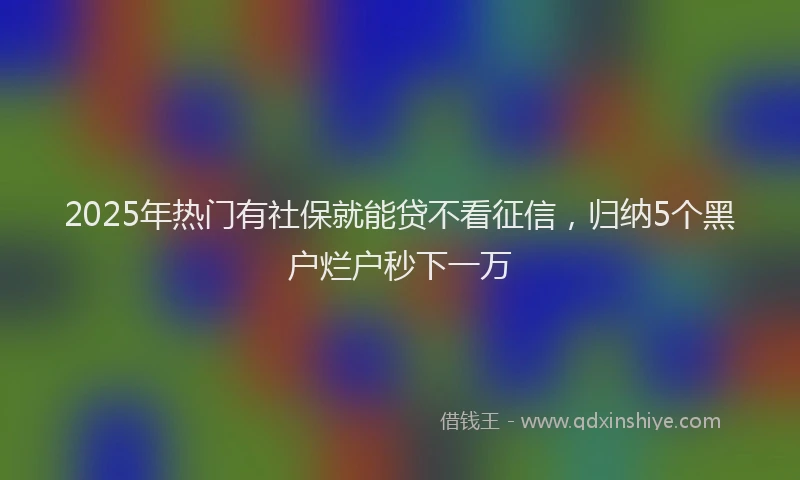 2025年热门有社保就能贷不看征信，归纳5个黑户烂户秒下一万