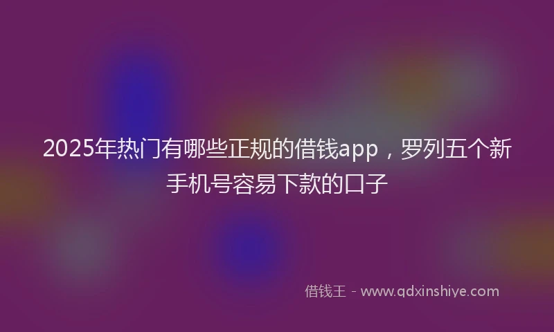 2025年热门有哪些正规的借钱app，罗列五个新手机号容易下款的口子