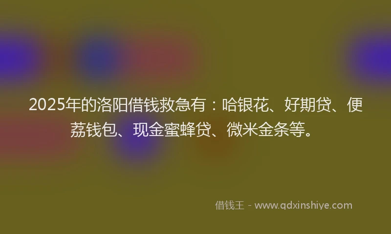 2025年的洛阳借钱救急有：哈银花、好期贷、便荔钱包、现金蜜蜂贷、微米金条等。