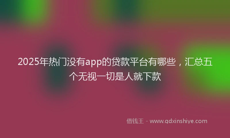 2025年热门没有app的贷款平台有哪些，汇总五个无视一切是人就下款