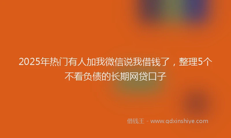 2025年热门有人加我微信说我借钱了，整理5个不看负债的长期网贷口子