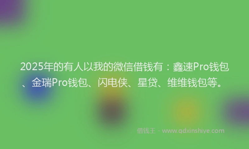 2025年的有人以我的微信借钱有：鑫速Pro钱包、金瑞Pro钱包、闪电侠、星贷、维维钱包等。