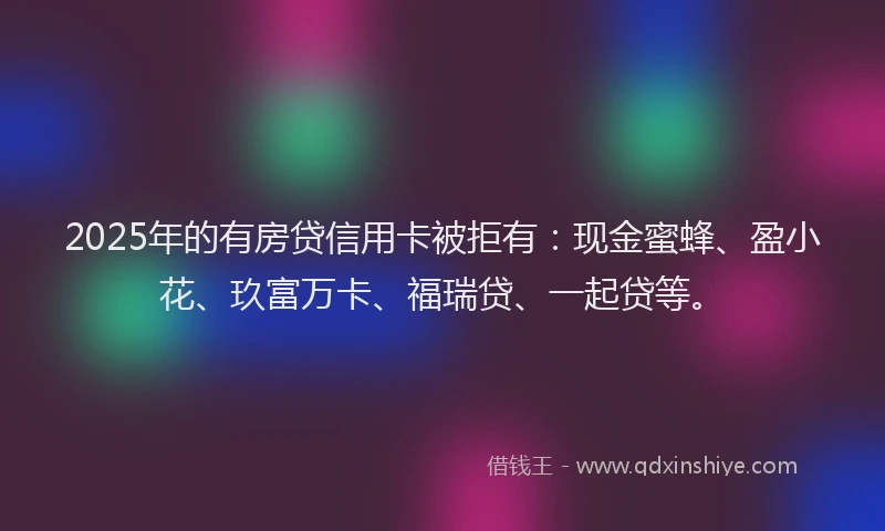 2025年的有房贷信用卡被拒有：现金蜜蜂、盈小花、玖富万卡、福瑞贷、一起贷等。