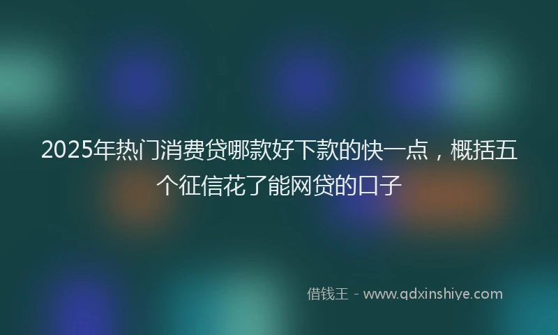 2025年热门消费贷哪款好下款的快一点，概括五个征信花了能网贷的口子