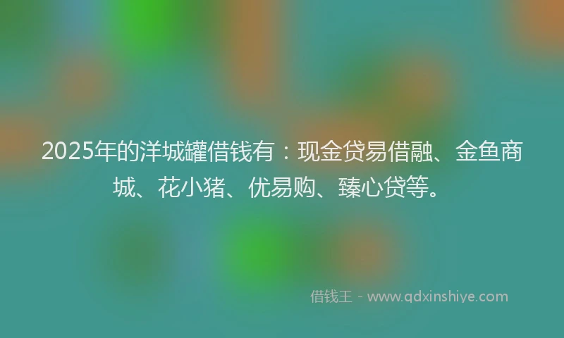 2025年的洋城罐借钱有：现金贷易借融、金鱼商城、花小猪、优易购、臻心贷等。