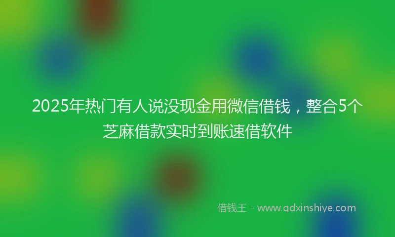 2025年热门有人说没现金用微信借钱，整合5个芝麻借款实时到账速借软件