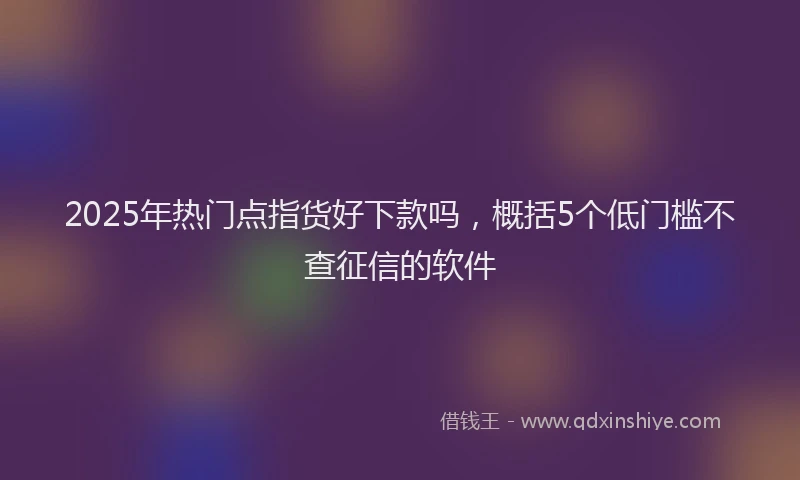 2025年热门点指货好下款吗,概括5个低门槛不查征信的软件