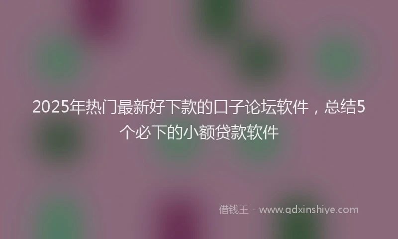 2025年热门最新好下款的口子论坛软件，总结5个必下的小额贷款软件
