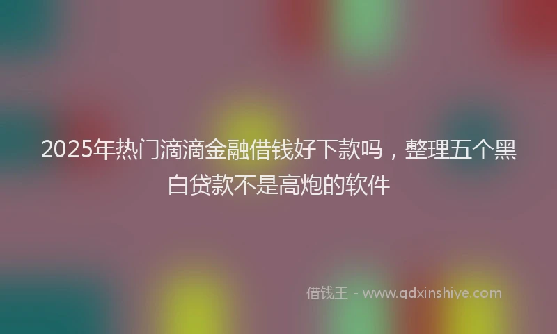 2025年热门滴滴金融借钱好下款吗，整理五个黑白贷款不是高炮的软件