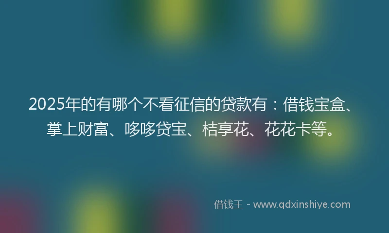 2025年的有哪个不看征信的贷款有:借钱宝盒、掌上财富、哆哆贷宝、桔享花、花花卡等。