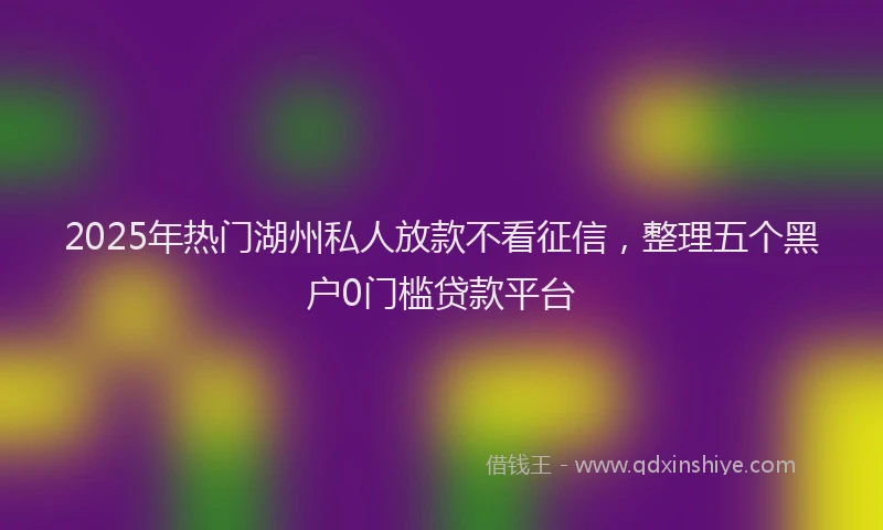 2025年热门湖州私人放款不看征信，整理五个黑户0门槛贷款平台