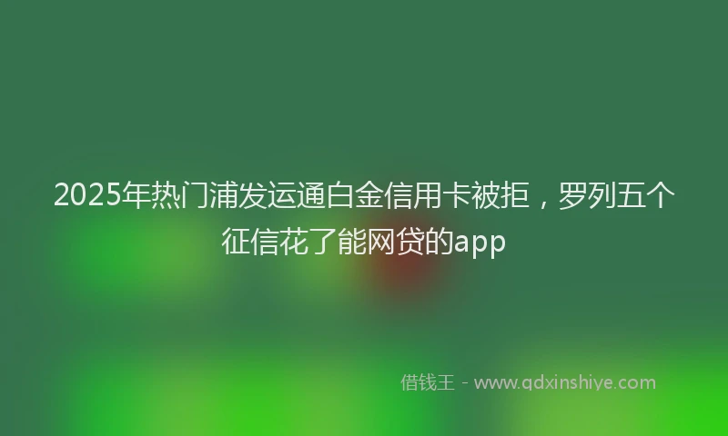 2025年热门浦发运通白金信用卡被拒，罗列五个征信花了能网贷的app