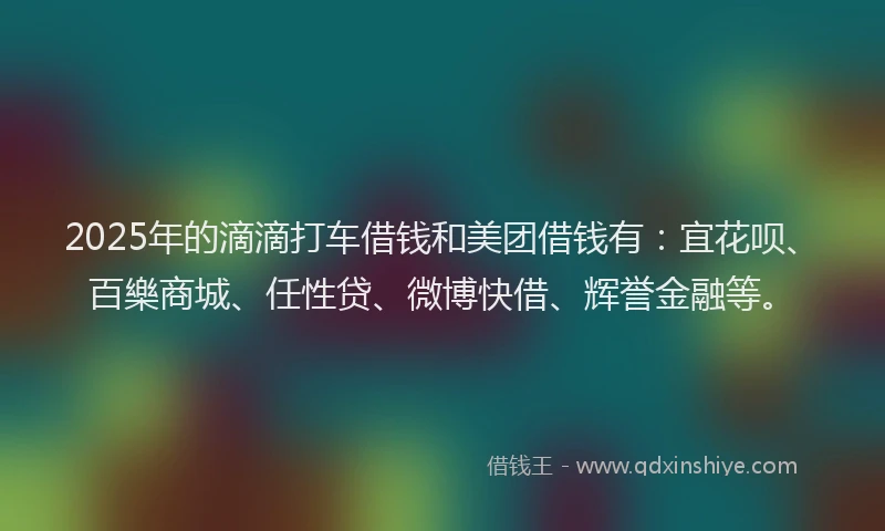 2025年的滴滴打车借钱和美团借钱有：宜花呗、百樂商城、任性贷、微博快借、辉誉金融等。