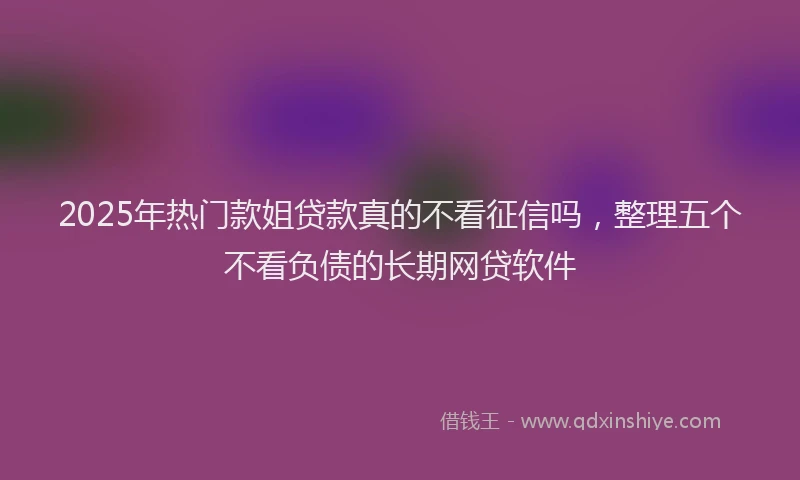2025年热门款姐贷款真的不看征信吗，整理五个不看负债的长期网贷软件