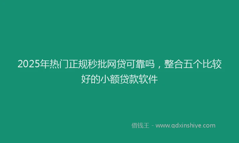 2025年热门正规秒批网贷可靠吗，整合五个比较好的小额贷款软件