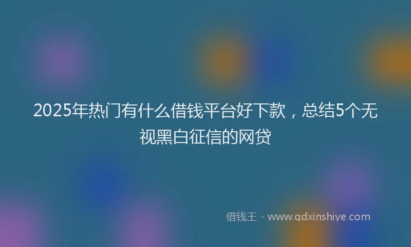 2025年热门有什么借钱平台好下款，总结5个无视黑白征信的网贷