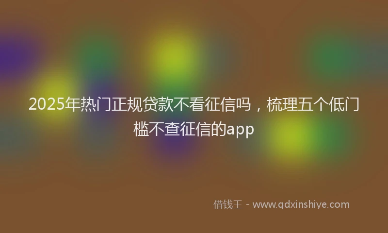 2025年热门正规贷款不看征信吗，梳理五个低门槛不查征信的app