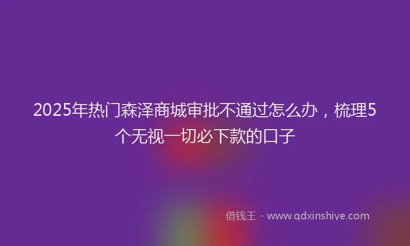2025年热门森泽商城审批不通过怎么办,梳理5个无视一切必下款的口子