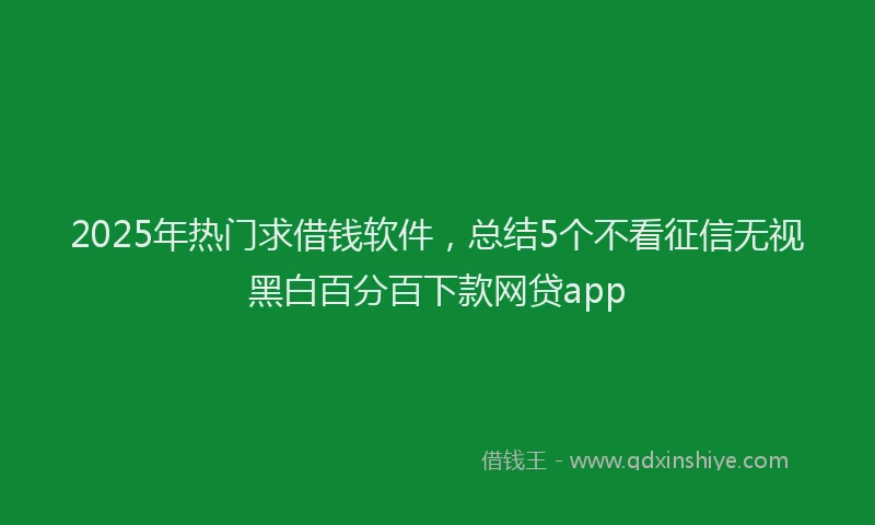 2025年热门求借钱软件，总结5个不看征信无视黑白百分百下款网贷app